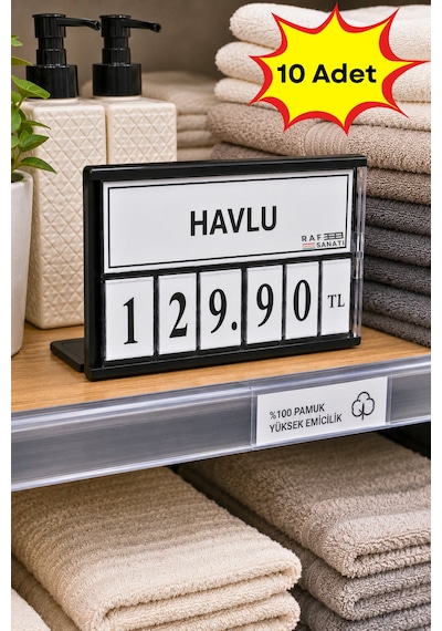 10 Adet - Fiyat Kasetlik Manav Kasap Şarküteri Etiketi Rakamlı Fiyatlık Ayaklı Küçük Boy 77x62 Mm Siyah