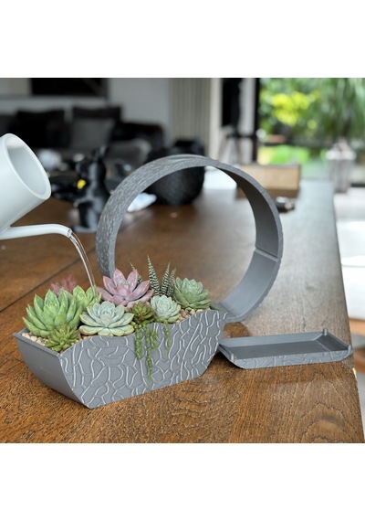 3d Baskı Self-watering Planter - Kendi Kendini Sulayan Saksı-gri