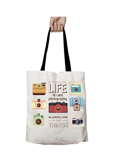 Art Hediye Siyah Kulplu Life Is Like Photography Always Look Things Yıkanabilir Okul Omuz Çanta Çok Renkli
