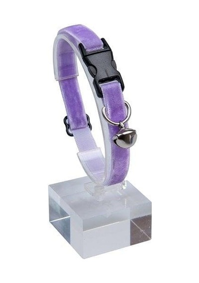 Kadife Zilli Ayarlanabilir Kedi Boyun Tasması 22-30 Cm Lila-18506