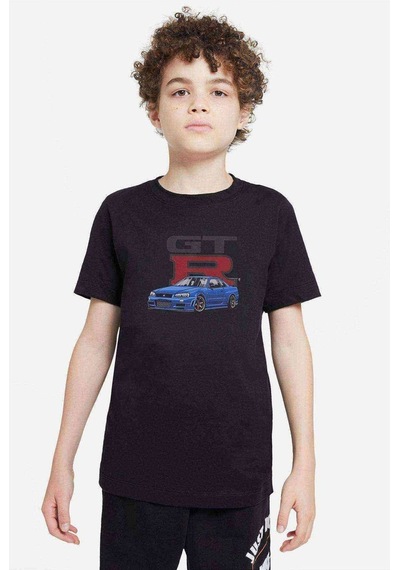Tshirthane Gtr Baskılı Unisex Çocuk Siyah T-Shirt