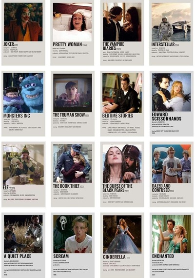 Postifull Film Afişleri Polaroid Duvar Poster Seti - Arkası Yapışkanlı Poster Kolaj Seti - 50 Adet, Kutulu Set 10 X