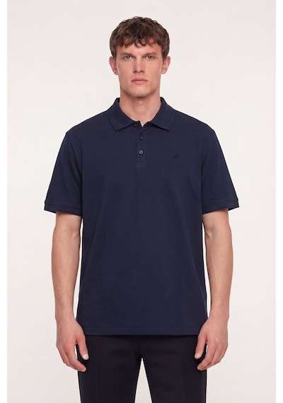 Sabri Özel Erkek Lacivert Normal Kesim Regular Fit Pamuklu Örme Basic Polo Yaka Tişört