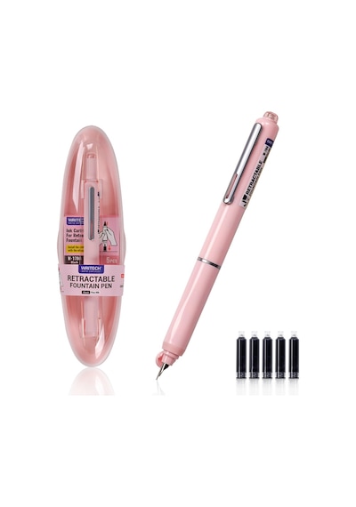 Wrıtech W-784 Basmalı Dolma Kalem Pembe Gövde - Blister Ahşap