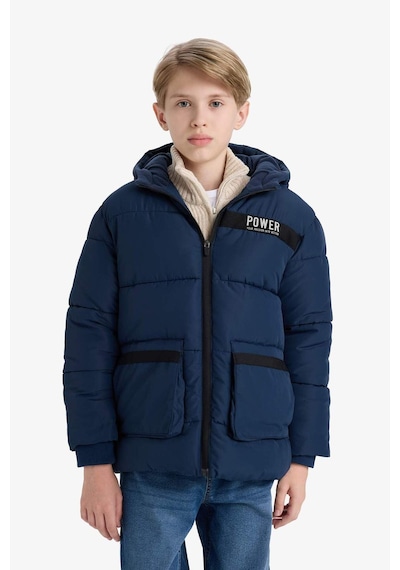 Defacto Erkek Çocuk Su İtici Kapüşonlu Polar Astarlı Parka E9374a825wnnv146 Lacivert-nv146