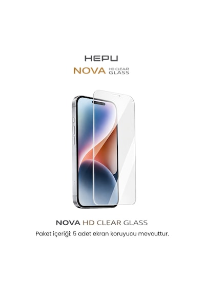 HEPU NOVA HD Clear Temperli Cam Ekran Koruyucu – iPhone 17 Pro Max Uyumlu