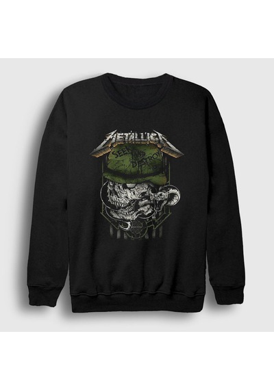 Presmono Unisex Seek And Destroy Metallica Sweatshirt Siyah