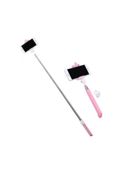 P3 Apple Uyumlu iPhone Android Bluetooth Kumandalı Selfie Çubuğu-pembe