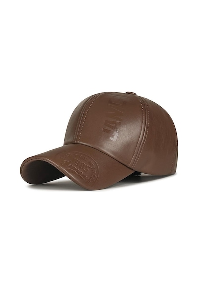Valkyrie Erkek Açık Kahverengi Deri Şapka Kavisli Siperlikli Ayarlanabilir Spor Günlük Baseball Cap Kahve