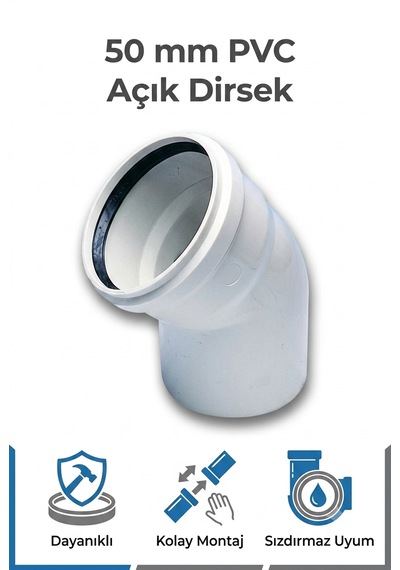 50 Mm Pvc Açık Dirsek Gri Atık Su Gider Boru Bağlantı Parçası Dayanıklı Pvc