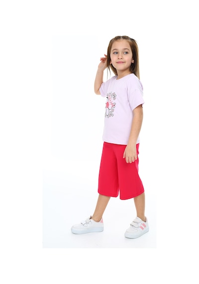 Toontoy Kids Toontoy Kız Çocuk Daisy Yazılı Çiçek Baskılı Kaprili Takım Açık Lila