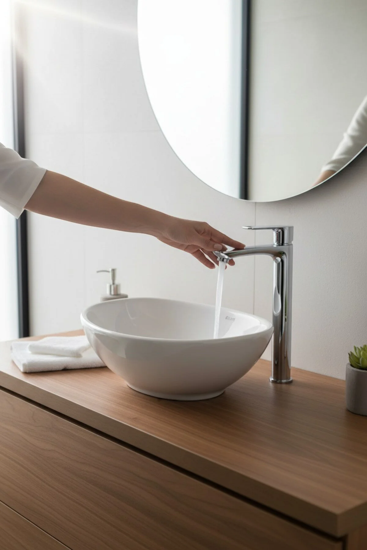 Krom Çanak Banyo Lavabo Bataryası Gri