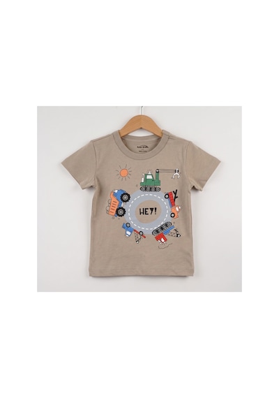 Fuar Baby Erkek Çocuk %100 Pamuklu Bisiklet Yaka Kısa Kollu Tişört 2-6 Yaş Bej Kamyon Desenli Fuar Baby Erkek Çocuk %100 Pamuklu Bisiklet Yaka Kısa Kollu Tişört 2-6 Yaş Bej Kamyon Desenli