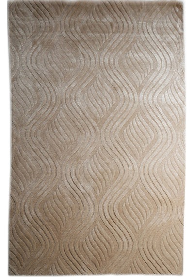 Çam Halı Emboss Jr10 Bej Modern Desen Yeni Zellanda Yünü Ve Viskon El Dokuması Halı - 80x150 Bej