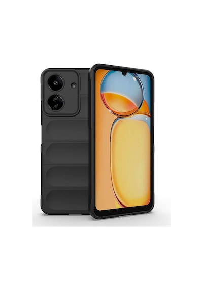 Xiaomi Poco C65 Kılıf Kamera Korumalı Esnek Silikon Parmak Şeritli Pazarplus Siyah
