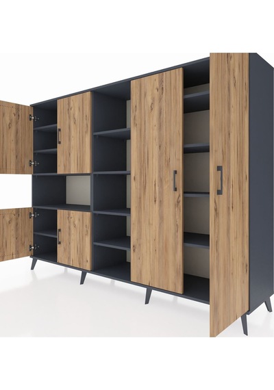 Hyperion Dolap 13 Raflı 6 Kapaklı 220x44x163 Antrasit-çam/antrasi Antrasit-çam/antrasit Hyperion Dolap 13 Raflı 6 Kapaklı 220x44x163 Antrasit-çam/antrasi Antrasit-çam/antrasit