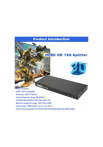 8 Port Hdmi Splitter Çoklayıcı 4411P Switch Çoğaltıcı Çoklu Uydu