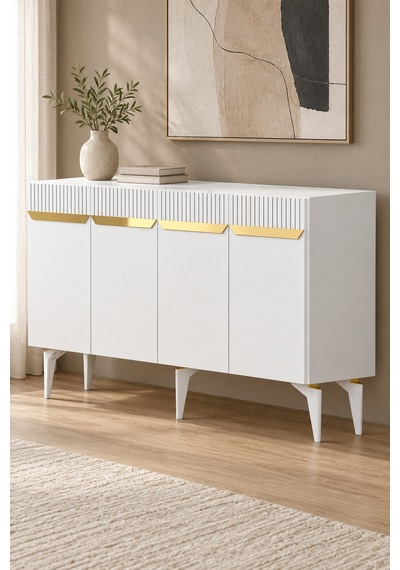 Ka1544bg Duma Konsol Beyaz-gold 150cm Beyaz - Gold