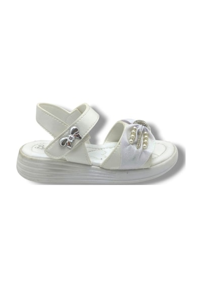 Butiqe 1809-26 Simli Boncuk Taşli Anatomik Kız Çocuk Sandalet 31-35 Beyaz