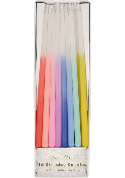 Meri Meri - Rainbow Dipped Tapered Candles - Renkli Mumlar