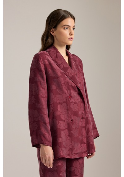 Aker Bordo Dokulu Kruvaze Kapama Pijama Üstü Bordo Bordo