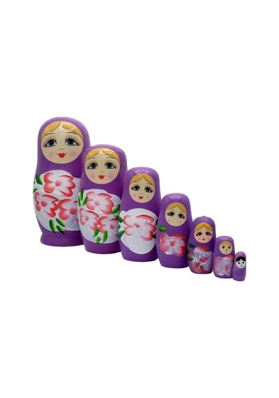 Ahşap Matruşka Bebek Yedili Set Mor