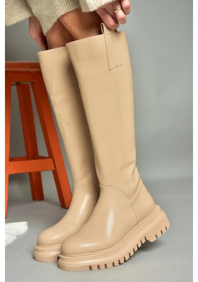 Fox Shoes R312401309 Ten Kalın Tabanlı Kadın Çizme Ten