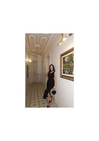 Kechi Woman Ottoman Kumaş Damla Taşlı Elbise Siyah