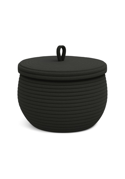 Mavaux Mutfak, Banyo Ve Ev İçin Halat Hasır Sepet 17x21 Cm Kapaklı Saklama Sepeti Honeypot Antrasit