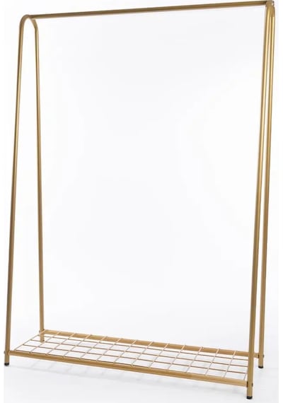 Raflı Gold Metal Ayaklı Askılık Gold