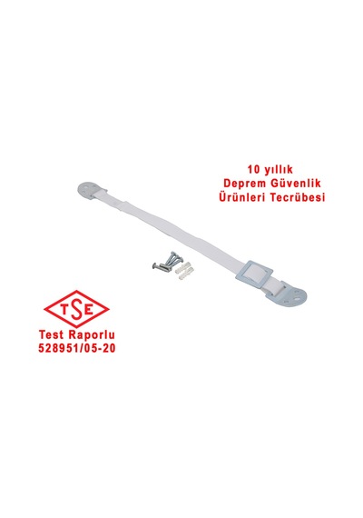 Eşya/Tv Sabitleme / Deprem Güvenliği Kayışı-Metal Başlıklı Beyaz