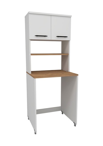 Enda Home Çamaşır Makinesi Dolabı 3 Raflı Kapaklı Banyo Dolabı Beyaz - Atlantik Çam Beyaz - Çam