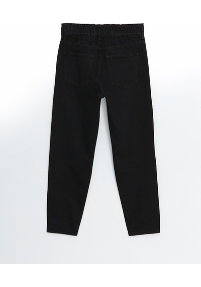 Lcw Jeans Siyah Beli Lastikli Slouchy Fit Kadın Jean Pantolon