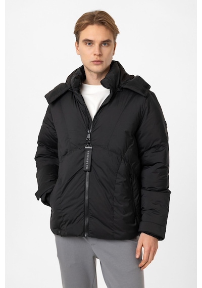 Back And Bond Siyah Regular Fit Kapüşonlu Puffer Mont Çok Renkli