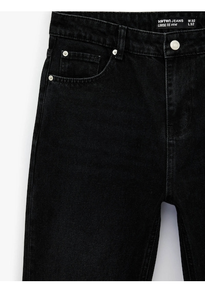 Koton Loose Straight Fit Siyah Erkek Jean Pantolon 6sam40214nd Siyah