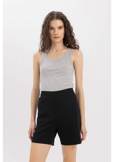 Defacto Slim Fit Dar Kesim U Yaka Basic Düz Ribana Atlet C9826axnsgr210 Gri