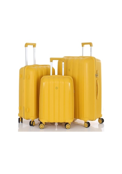 Mçs 3lü Set Kırılmaz Silikon Seyahat Valizi Bavulu V305 Sarı
