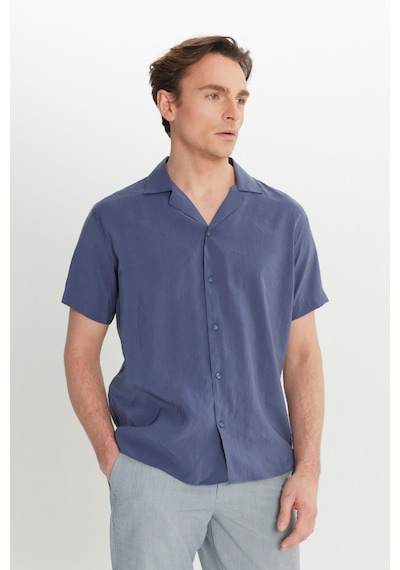 AC&Co / Altınyıldız Classics Erkek Lacı Yumuşak Dokulu Comfort Fit Rahat Kesim Hawai Yaka Gömlek Lacı