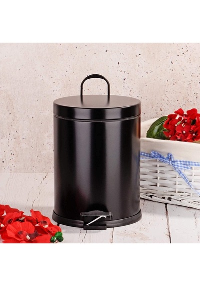 Pedallı Banyo Çöp Kovası 5lt Siyah Beyaz Pembe Metal Çok Renkli