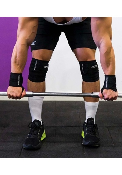 Musclecloth Pro Wrist Wraps + Pro Knee Wraps Seti Siyah