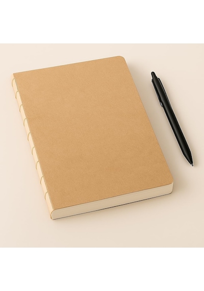 Özel Tasarım Kraft Kapaklı A4 Defter - 180 Derece Açılabilir, Sırtı Dikişli,%100 El İşçiliği, O