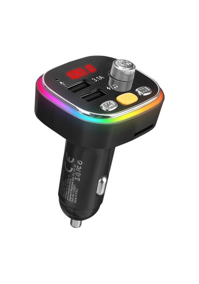 S-link Sl-bt306 Çift Usb 5v 3.1a Rainbow Işıklı Led Ekran Tf Kartlı V5.0 Bluetooth Fm Transmitter
