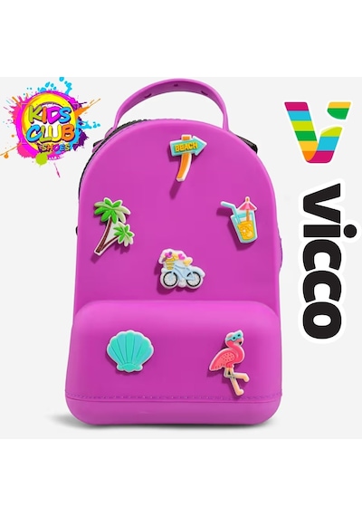Vicco Pvc Mini Boy Çocuk Plaj Çantası Kreş Çantası Sırt Çantası Okul Çantası Unisex Çanta Mor