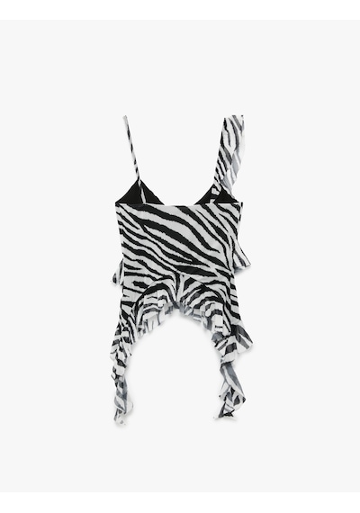 Koton Zebra Desenli Asimetrik Kesim İnce Askılı Tül Fırfırlı Bluz Siyah Desenli 5sak10120uk Siyah Desenli Koton Zebra Desenli Asimetrik Kesim İnce Askılı Tül Fırfırlı Bluz Siyah Desenli 5sak10120uk Siyah Desenli