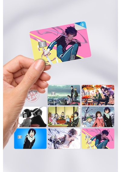 Noragami Kart Kaplama Sticker 8 Adet Çok Renkli