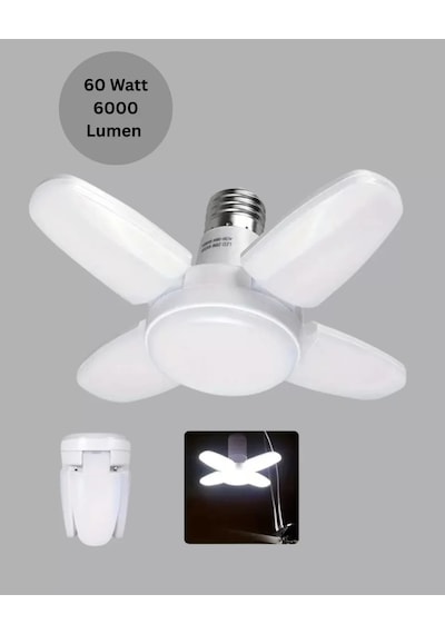 Tasarruflu Pervane Led Ampül 4 Kollu 60 Watt Geniş Alan Aydınlatma Çok Renkli
