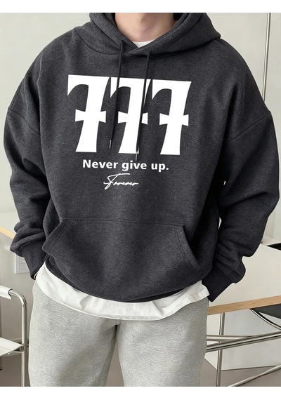 Startmore Tarzsokak Never Give Up Number 777 Print Basics Sokak Kapüşonluları Erkekler Polar Yumuşak Sokak Giyimi Antrasit