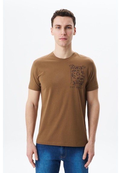 AR-MA Arma Erkek Regular Fit Baskılı Süprem Bisiklet Yaka Tişört Y29344453602 Kahverengi