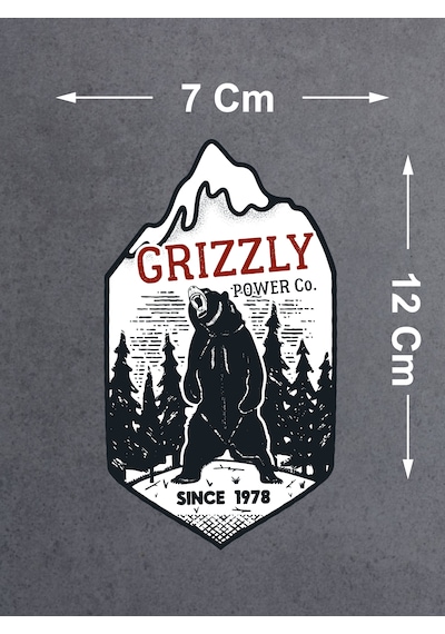 Boz Ayı Grizzly Sticker - Off Road 4x4 Adventure Kamp Dağ Orman Sticker - Araba Oto Motosiklet Karavan Sticker - 00047 12X7 Cm