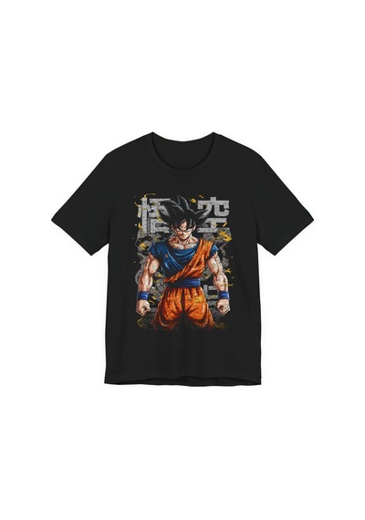 Ustaprint3d Goku Anime Baskılı Unisex Siyah Tişört %100 Pamuk Dtf Baskı Siyah